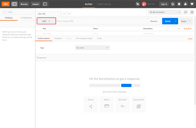 Select request method in Postman