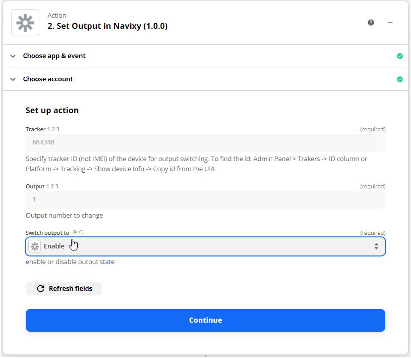 Set output settings